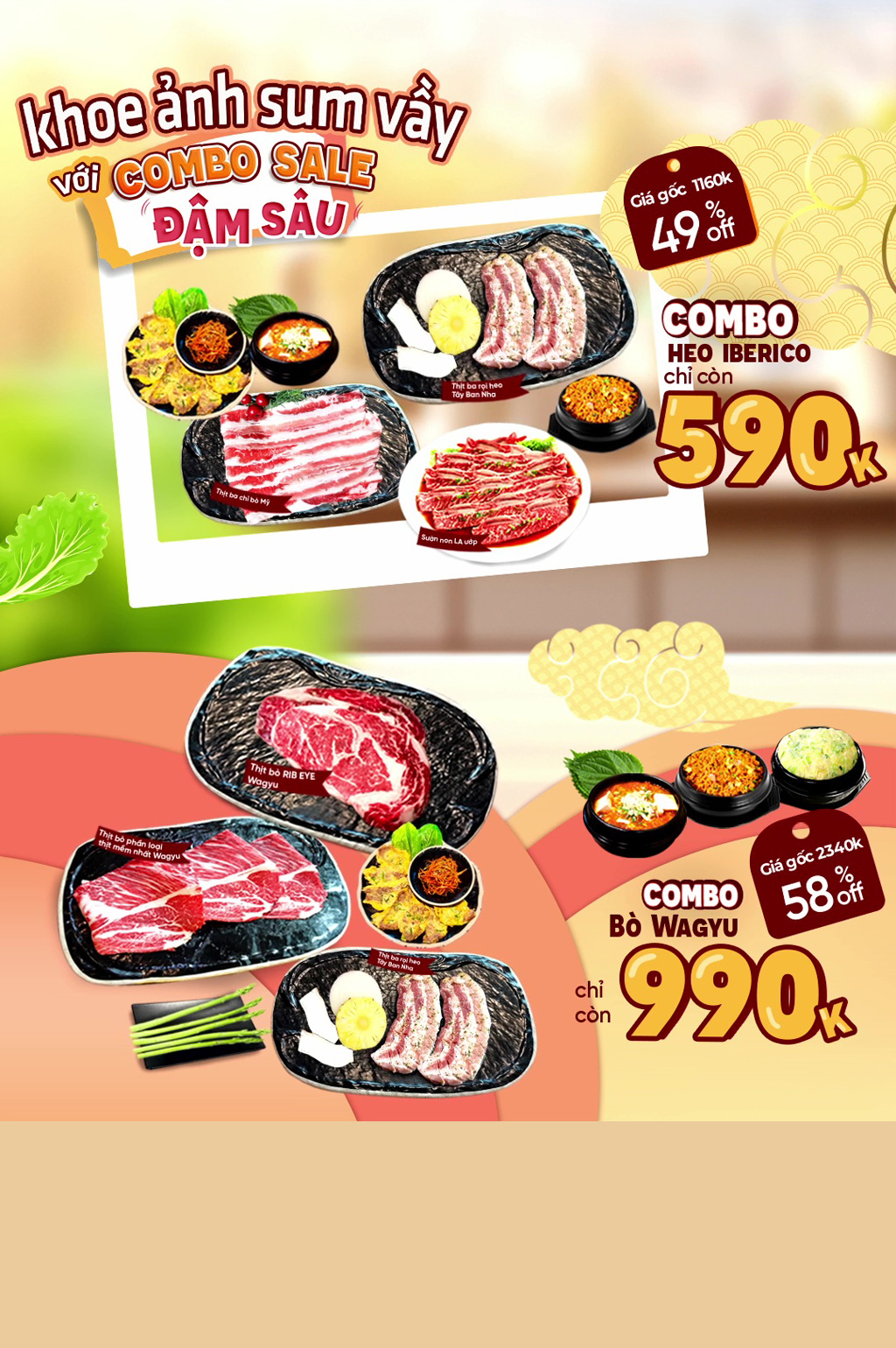 KHOE ẢNH SUM VẦY BÀN TIỆC VỚI COMBO SALE ĐẬM SÂU GOLDEN MEAT HOUSE